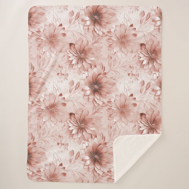 Manta Sherpa Blush Pink Rose Floral (Anverso)