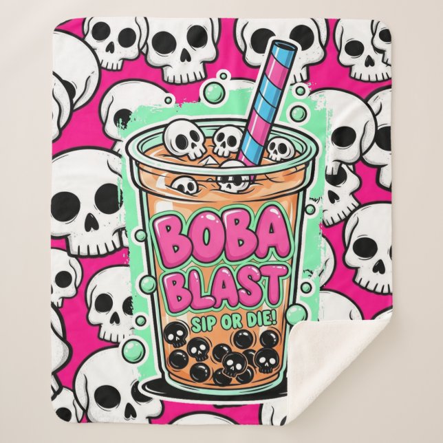 Manta Sherpa Boba Blast – Sip or Die! Sherpa Blanket (Anverso)