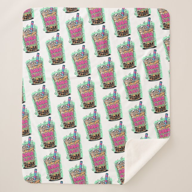 Manta Sherpa Boba Blast – Sip or Die! Sherpa Blanket (Anverso)