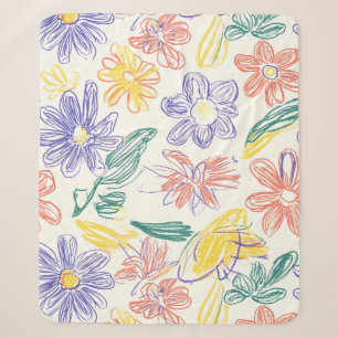 Manta Sherpa Boceto de Flor Silvestre Vintage (9)