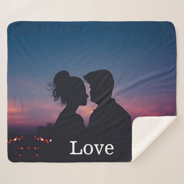 Manta Sherpa Boda de guiones de amor Foto Keepsake (Anverso (horizontal))