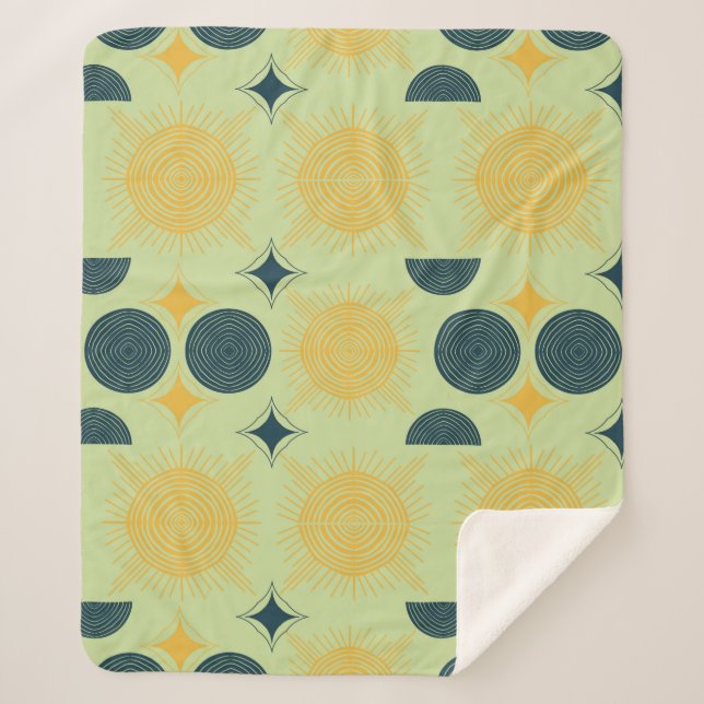 Manta Sherpa Boho Celestial Sun Moon Mint (Anverso)