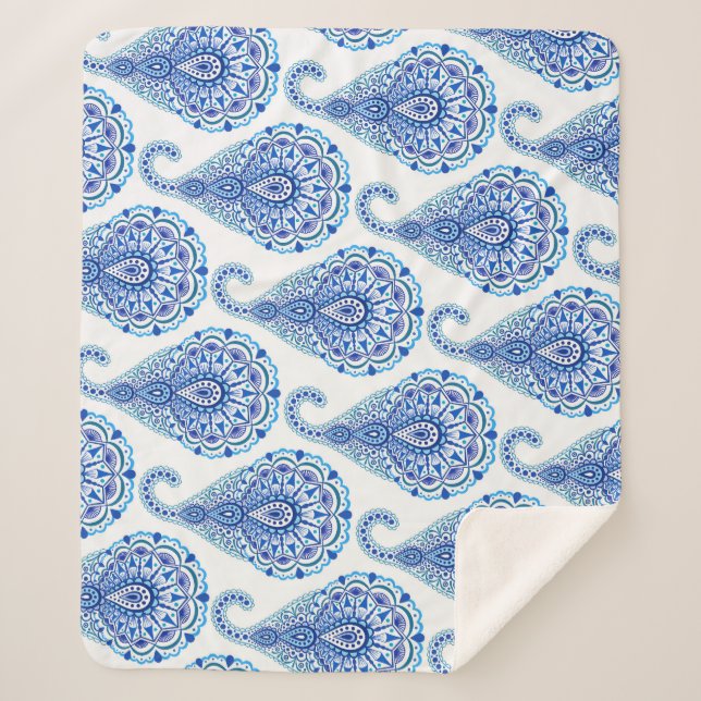 Manta Sherpa Boho Moda Paisley Seamless Oriental (Anverso)