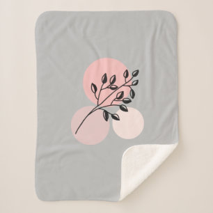 Manta Sherpa Boho Zen Botánico En Círculos Rosa Y Lilac