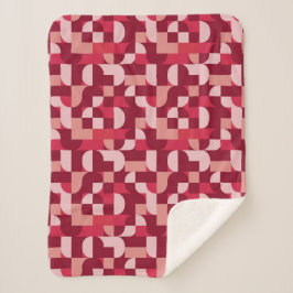 Manta Sherpa Bold Pink and Red Retro Geometric Pattern