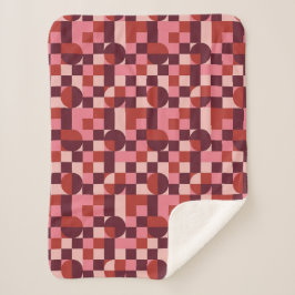 Manta Sherpa Bold Pink and Red Retro Geometric Pattern