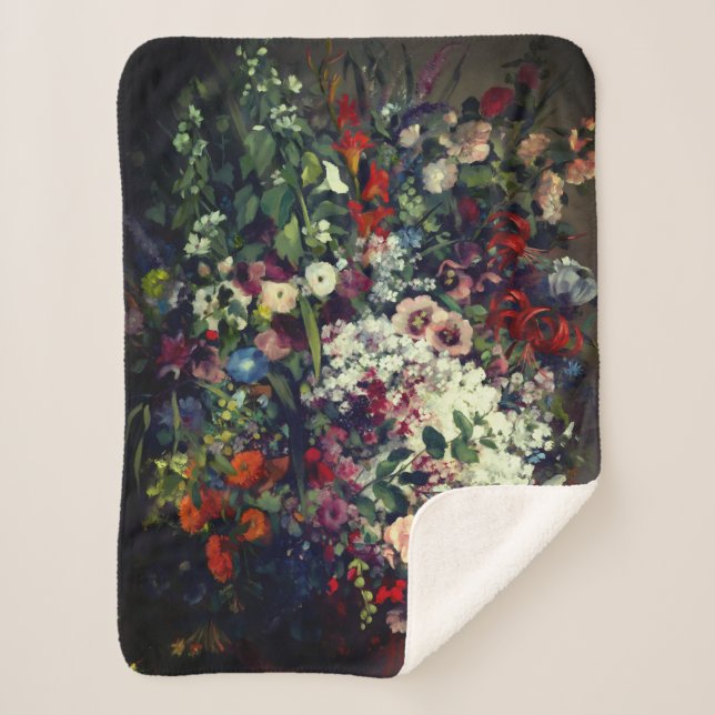 Manta Sherpa Bonito Bouquet de flores en una bolsa (Anverso)