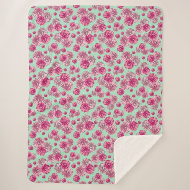 Manta Sherpa Bonito Gerbera Daisy Flores Suaves (Anverso)