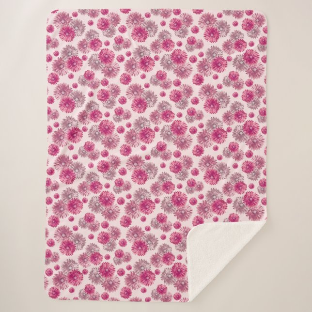 Manta Sherpa Bonito Gerbera Daisy Flores Suaves (Anverso)