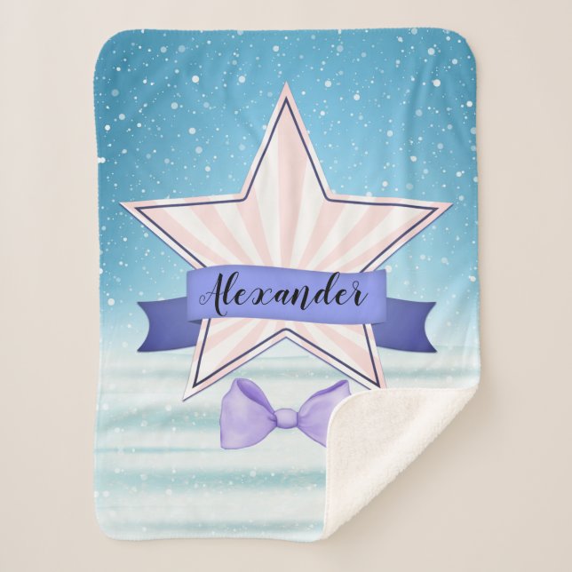 Manta Sherpa Bonito gráfico Pastel con placa de estrella (Anverso)
