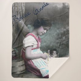 Manta Sherpa Bonne Année Vintage Chica con muñeca