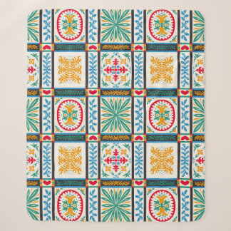 Manta Sherpa Bordado de mallica italiano: Floral mediterránea