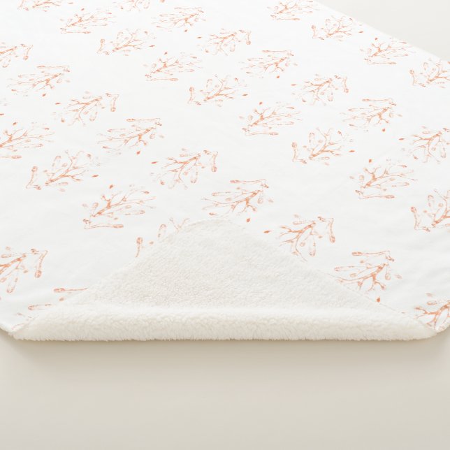 Manta Sherpa Borde de coral marrón claro sobre blanco (3/4)