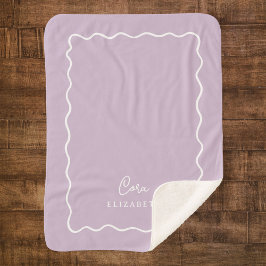 Manta Sherpa Borde de onda púrpura Lilac Monogramado