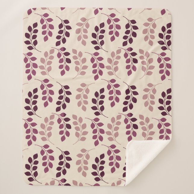 Manta Sherpa Bordeaux Modern Botanical Japandi (Anverso)