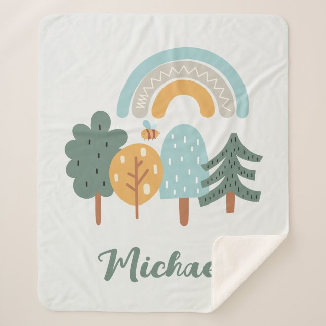 Manta Sherpa Bosque mágico del arcoiris (Anverso)