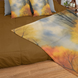 Manta Sherpa Bosque Rústico Otoño - Acuarela Caída