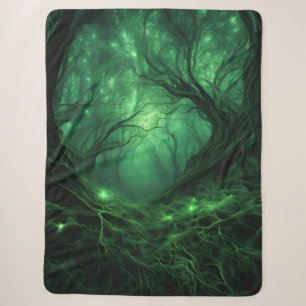 Manta Sherpa Bosque verde oscuro y espeluznante