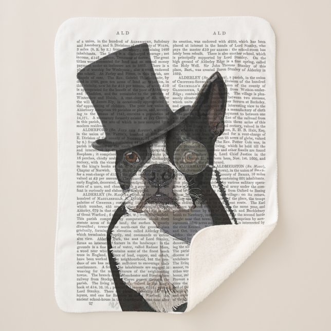 Manta Sherpa Boston Terrier, hedor formal y Gorra (Anverso)