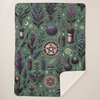 Manta Sherpa Botánica encantada: hierbas y brujería mágicas