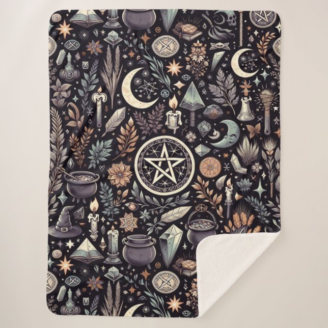 Manta Sherpa Botánica encantada: hierbas y brujería mágicas (Anverso)