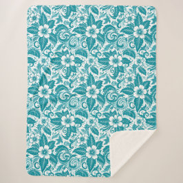 Manta Sherpa Botánica Verde Teal