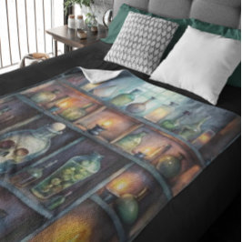 Manta Sherpa Botellas de poción gótica - Apoteario oscuro