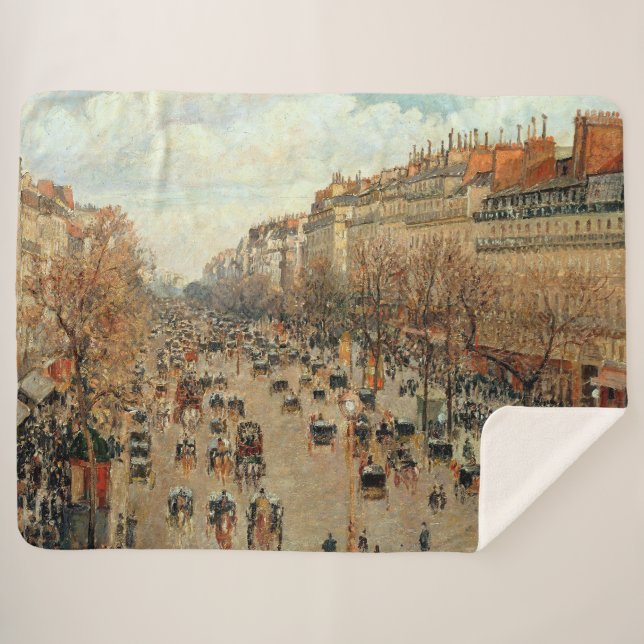 Manta Sherpa Boulevard Montmartre-Eremitage Camille Pissarro (Anverso (horizontal))