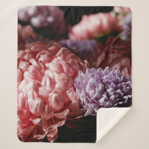 Manta Sherpa Bouquet de rosa con flores de astro morado en la l