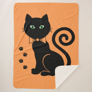 Manta Sherpa Bow Tie Cat Naranja Sherpa Blanket