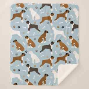Manta Sherpa Boxer de Huesos de Perro y Paws Sherpa Blanket