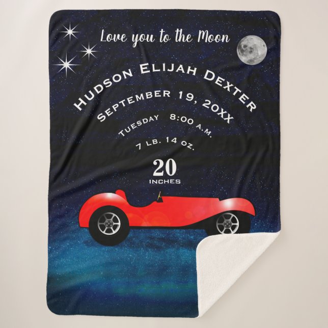 Manta Sherpa Boys Room Classic Car Amo a la Luna (Anverso)