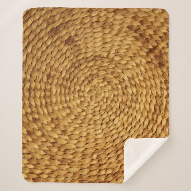 Manta Sherpa Brasa tejida: Auténtica marrón texturada (Anverso)