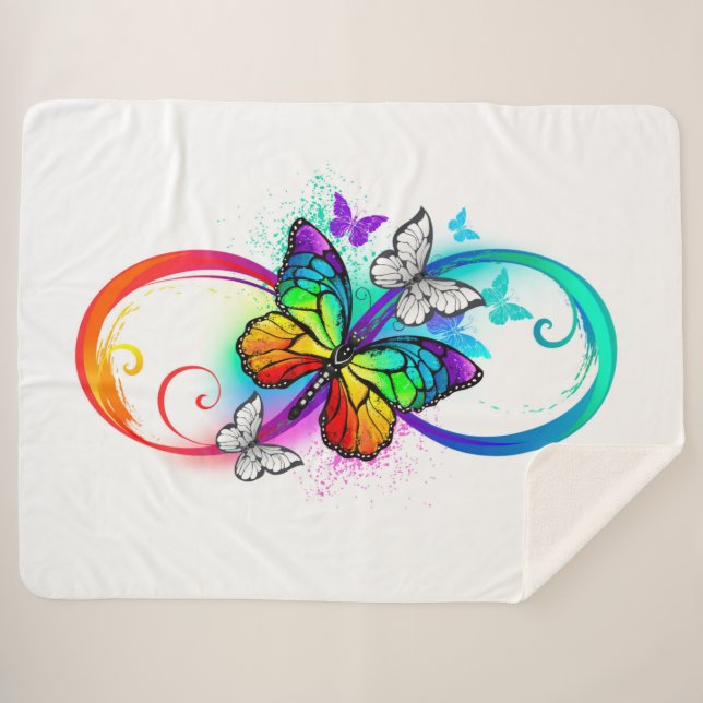 Manta Sherpa Bright infinity with rainbow butterfly (Anverso (horizontal))