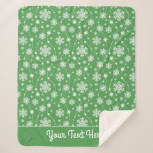 Manta Sherpa Brillante Kelly Green Winter White Snowflake Patte