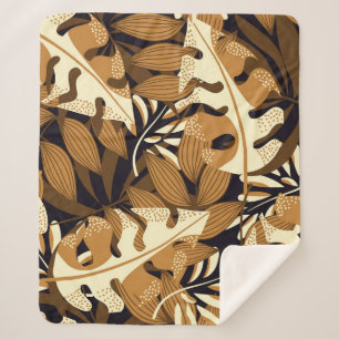 Manta Sherpa Brillantes hojas tropicales patrón oscuro