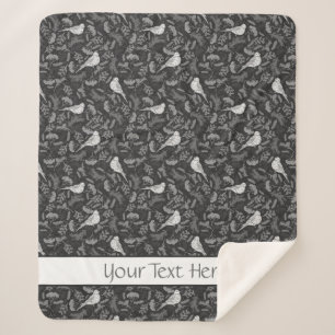 Manta Sherpa Brillantes Pájaros Blancos Negros e Invierno Patró