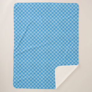 Manta Sherpa Brillo de Cuadros Azules