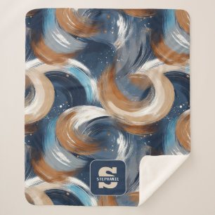 Manta Sherpa Brochas de broche de malla en azul, blanco y marró
