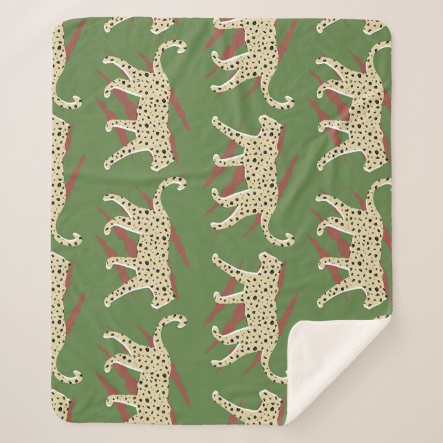 Manta Sherpa Brochas salvajes: El leopardo en la repetición (Anverso)