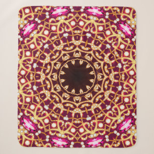 Manta Sherpa Broche Mandala, fondo geométrico vintage.