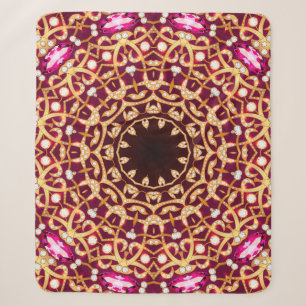 Manta Sherpa Broche Mandala, fondo geométrico vintage.