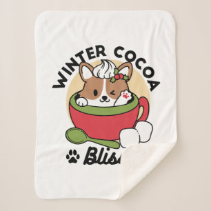 Manta Sherpa Bromas de cacao en invierno - Perro lindo en diseñ