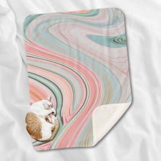 Manta Sherpa brote de mármol verde de arcoiris rosa de la menta