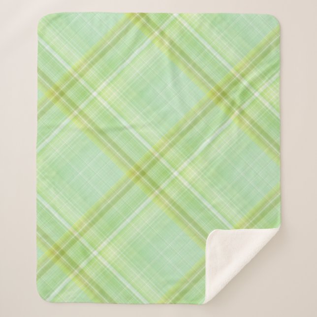 Manta Sherpa Brote Verde Cuadro Verde Pastel (Anverso)