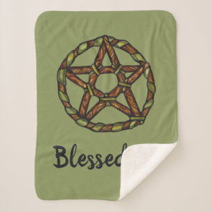 Manta Sherpa Bruja Verde Pagan Pentáculo Naturaleza Wicca