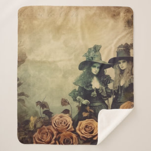 Manta Sherpa Brujería de Halloween vintage (7)