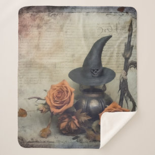 Manta Sherpa Brujería de Halloween vintage (8)