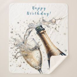 Manta Sherpa Bubbly champagne Happy Birday