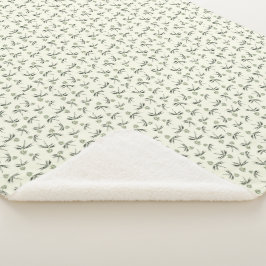 Manta Sherpa Buceando ramas verdes en crema - patrón sin fisura